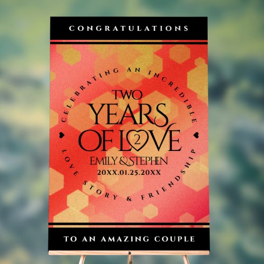 Elegant 2e Garnet Wedding Jubileum Acryl Bord (Neutraal)