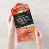 Elegant 2e Garnet Wedding Jubileum All In One Uitnodiging (Afscheurbaar)