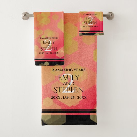 Elegant 2e Garnet Wedding Jubileum Bad Handdoek (Insitu)