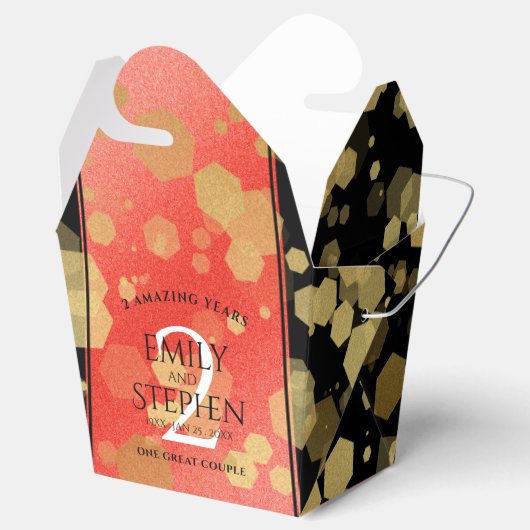 Elegant 2e Garnet Wedding Jubileum Bedankdoosjes (Geopend)