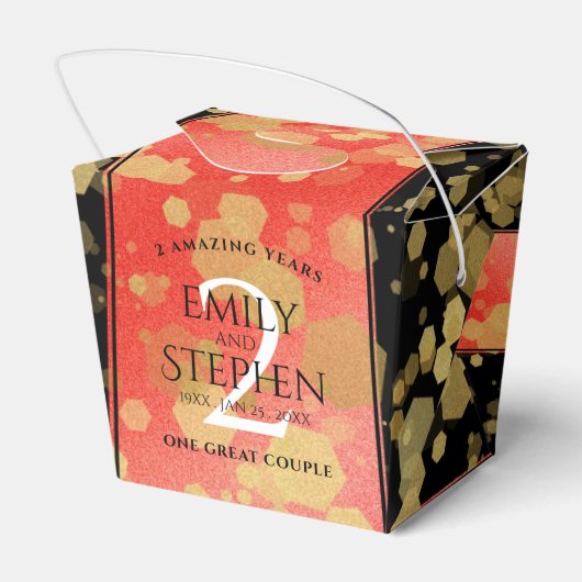 Elegant 2e Garnet Wedding Jubileum Bedankdoosjes (Achterkant)