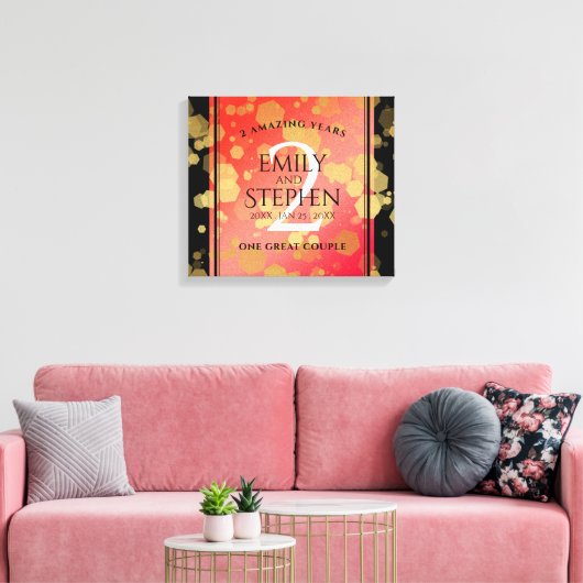 Elegant 2e Garnet Wedding Jubileum Canvas Afdruk (Insitu (Woonkamer))