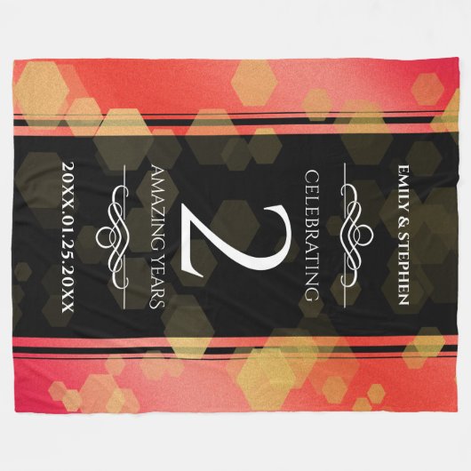 Elegant 2e Garnet Wedding Jubileum Fleece Deken (Voorkant (Horizontaal))