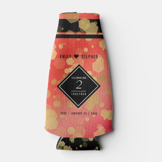 Elegant 2e Garnet Wedding Jubileum Flesjeskoeler (Voorkant)