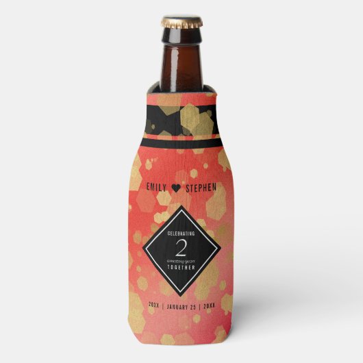 Elegant 2e Garnet Wedding Jubileum Flesjeskoeler (Fles Voorkant)