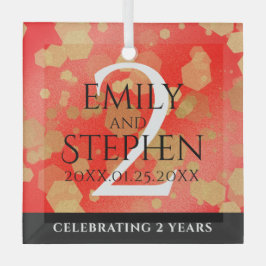 Elegant 2e Garnet Wedding Jubileum Glas Ornament