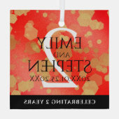 Elegant 2e Garnet Wedding Jubileum Glas Ornament (Achterkant)