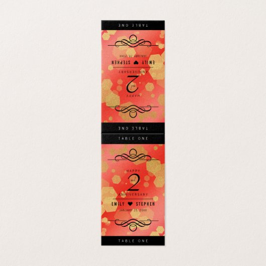 Elegant 2e Garnet Wedding Jubileum Kaart (Buitenkant ongevouwen)