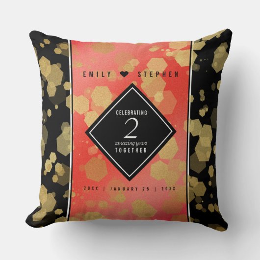 Elegant 2e Garnet Wedding Jubileum Kussen (Voorkant)