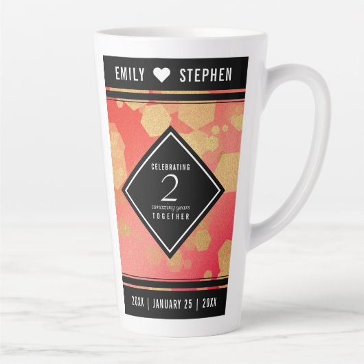 Elegant 2e Garnet Wedding Jubileum Latte Mok (Rechts)