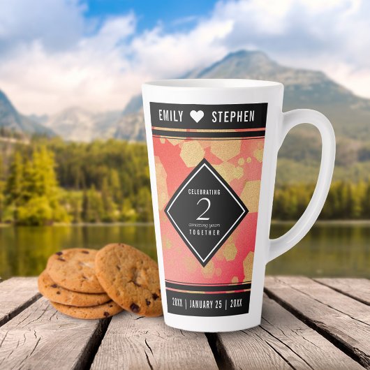 Elegant 2e Garnet Wedding Jubileum Latte Mok