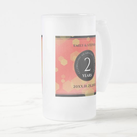 Elegant 2e Garnet Wedding Jubileum Matglas Bierpul (Voorkant rechts)