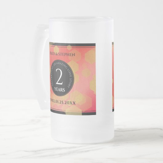 Elegant 2e Garnet Wedding Jubileum Matglas Bierpul (Voorkant links)