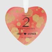 Elegant 2e Garnet Wedding Jubileum Ornament (voorkant)