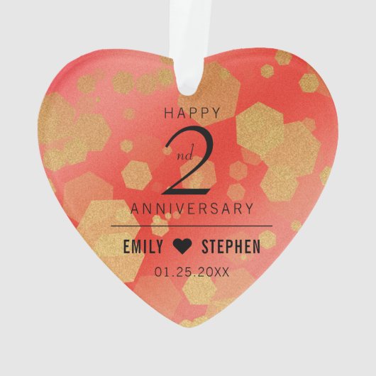 Elegant 2e Garnet Wedding Jubileum Ornament (achterkant)