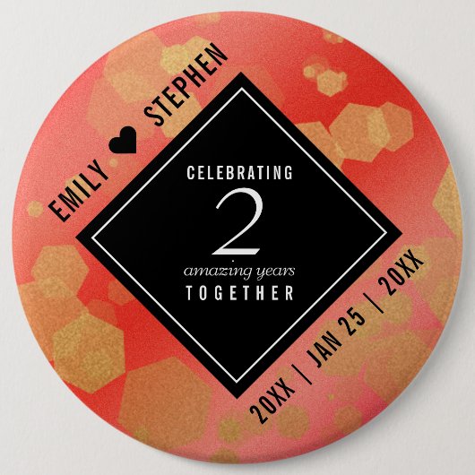 Elegant 2e Garnet Wedding Jubileum Ronde Button 6,0 Cm (Voorkant)