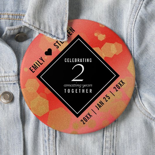 Elegant 2e Garnet Wedding Jubileum Ronde Button 6,0 Cm (In situ)