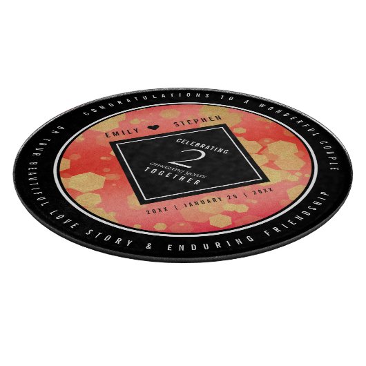 Elegant 2e Garnet Wedding Jubileum Snijplank (Hoek)