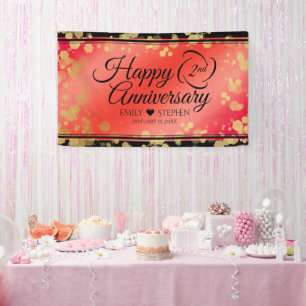 Elegant 2e Garnet Wedding Jubileum Spandoek