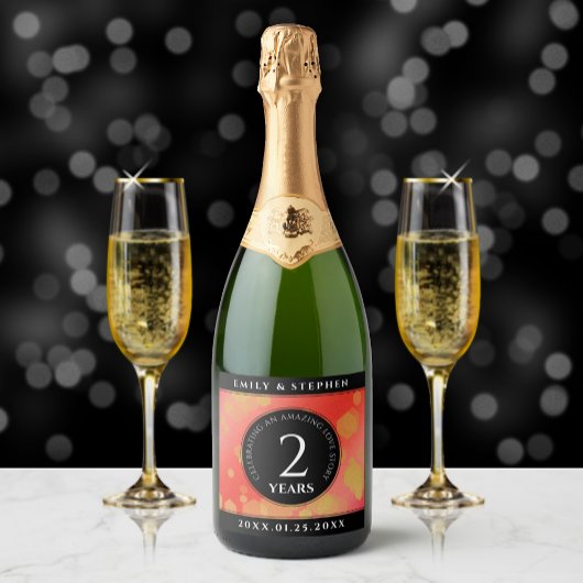 Elegant 2e Garnet Wedding Jubileum Sparkling Wijnetiket