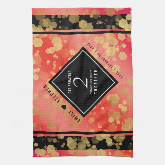 Elegant 2e Garnet Wedding Jubileum Theedoek (Verticaal)