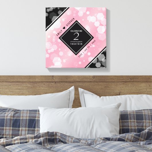 Elegant 2e Roos Jubileum van het Kwartz Weddenscha Canvas Afdruk (Insitu (Slaapkamer))