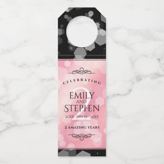 Elegant 2e Roos Jubileum van het Kwartz Weddenscha Flessenhanger (Voorkant)