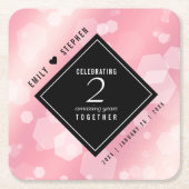 Elegant 2e Roos Jubileum van het Kwartz Weddenscha Kartonnen Onderzetters (Voorkant)