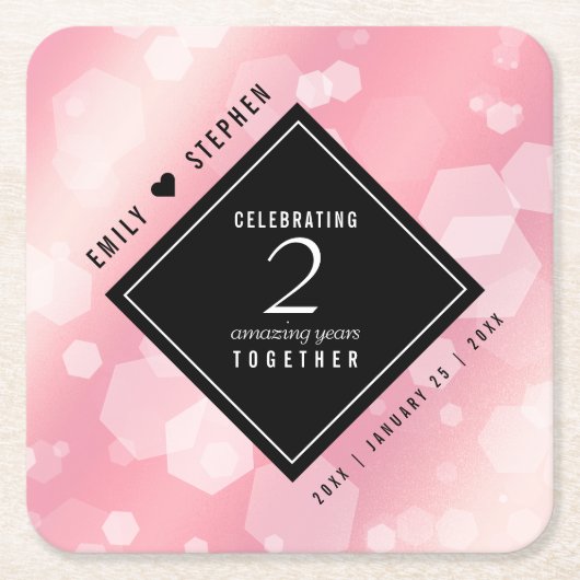 Elegant 2e Roos Jubileum van het Kwartz Weddenscha Kartonnen Onderzetters (Voorkant)