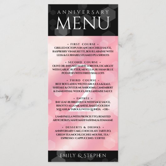 Elegant 2e Roos Jubileum van het Kwartz Weddenscha Menu (Voorkant)