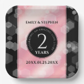 Elegant 2e Roos Jubileum van het Kwartz Weddenscha Papieren Bordje (Voorkant)