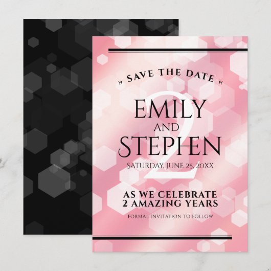 Elegant 2e Roos Jubileum van het Kwartz Weddenscha Save The Date (Voorkant / Achterkant)