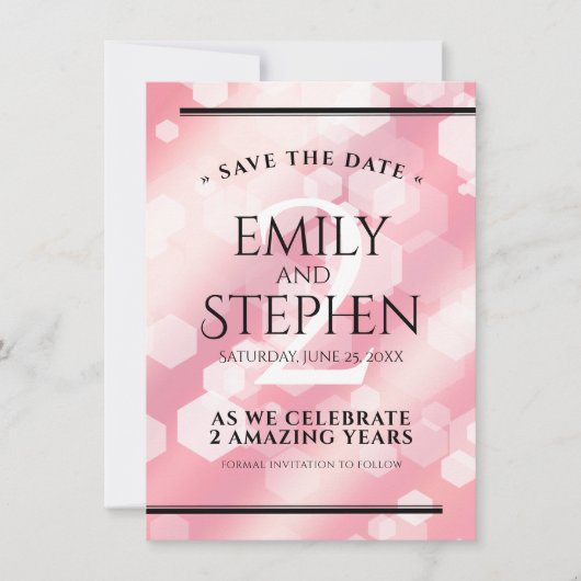 Elegant 2e Roos Jubileum van het Kwartz Weddenscha Save The Date (Voorkant)