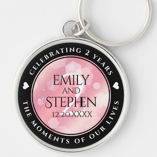 Elegant 2e Roos Jubileum van het Kwartz Weddenscha Sleutelhanger (Voorkant)