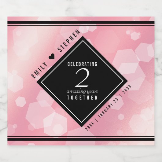 Elegant 2e Roos Jubileum van het Kwartz Weddenscha Sparkling Wijnetiket (Enkel label)