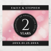 Elegant 2e Roos Jubileum van het Kwartz Weddenscha Sparkling Wijnetiket (Enkel label)