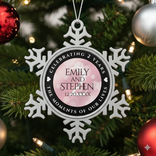 Elegant 2e Roos Jubileum van het Kwartz Weddenscha Tin Sneeuwvlok Ornament