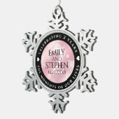 Elegant 2e Roos Jubileum van het Kwartz Weddenscha Tin Sneeuwvlok Ornament (Rechts)