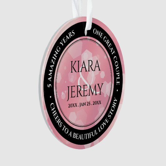 Elegant 2e Roos Jubileum van het kwartzweduwschap Ornament (voorkant)