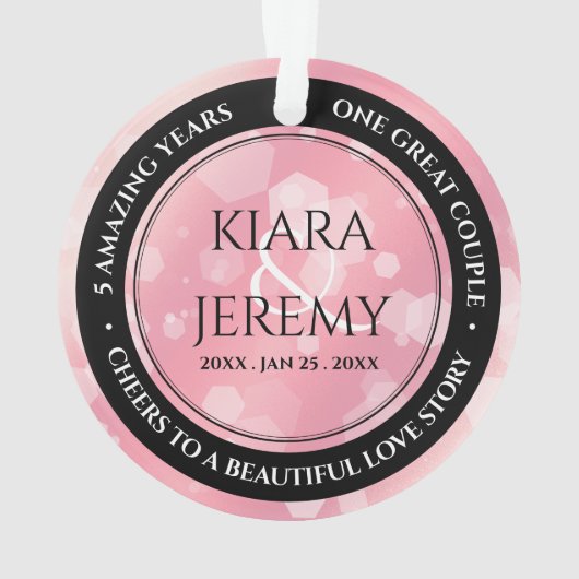 Elegant 2e Roos Jubileum van het kwartzweduwschap Ornament (achterkant)