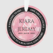 Elegant 2e Roos Jubileum van het kwartzweduwschap Ornament (voorkant)