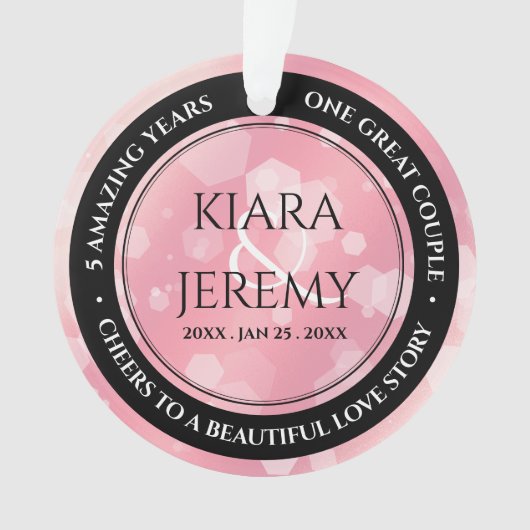 Elegant 2e Roos Jubileum van het kwartzweduwschap Ornament (voorkant)