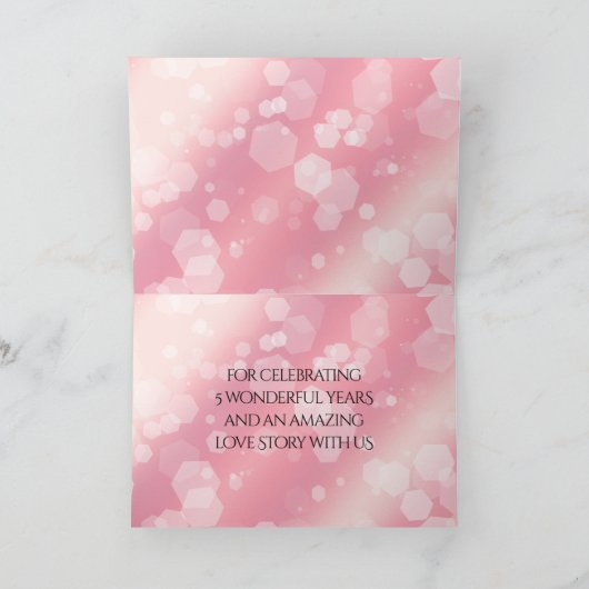 Elegant 2e Roos Quartz Wedding Jubileum Bedankkaart (Binnen)