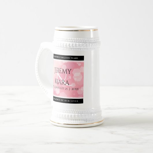 Elegant 2e Roos Quartz Wedding Jubileum Bierpul (Voorkant links)