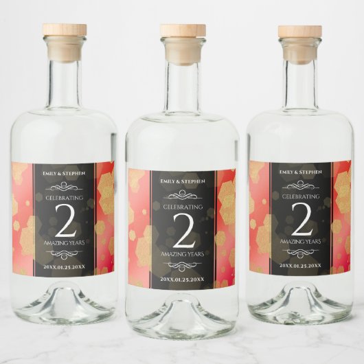 Elegant 2e van het Jubileum van de Wondenweddensc Likeurfles Etiket (Flessen)