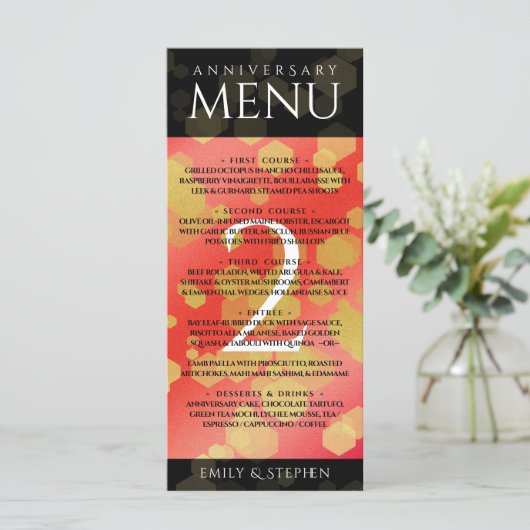 Elegant 2e van het Jubileum van de Wondenweddensc Menu (Staand voorkant)