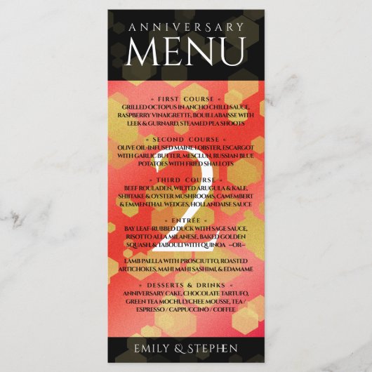 Elegant 2e van het Jubileum van de Wondenweddensc Menu (Voorkant)