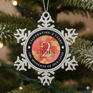 Elegant 2e  van het Jubileum van de Wondenweddensc Tin Sneeuwvlok Ornament