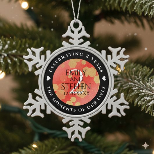 Elegant 2e  van het Jubileum van de Wondenweddensc Tin Sneeuwvlok Ornament