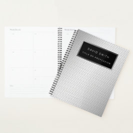 Elegant 2in1 Luxury Silver Metal Visitekaartje & Planner